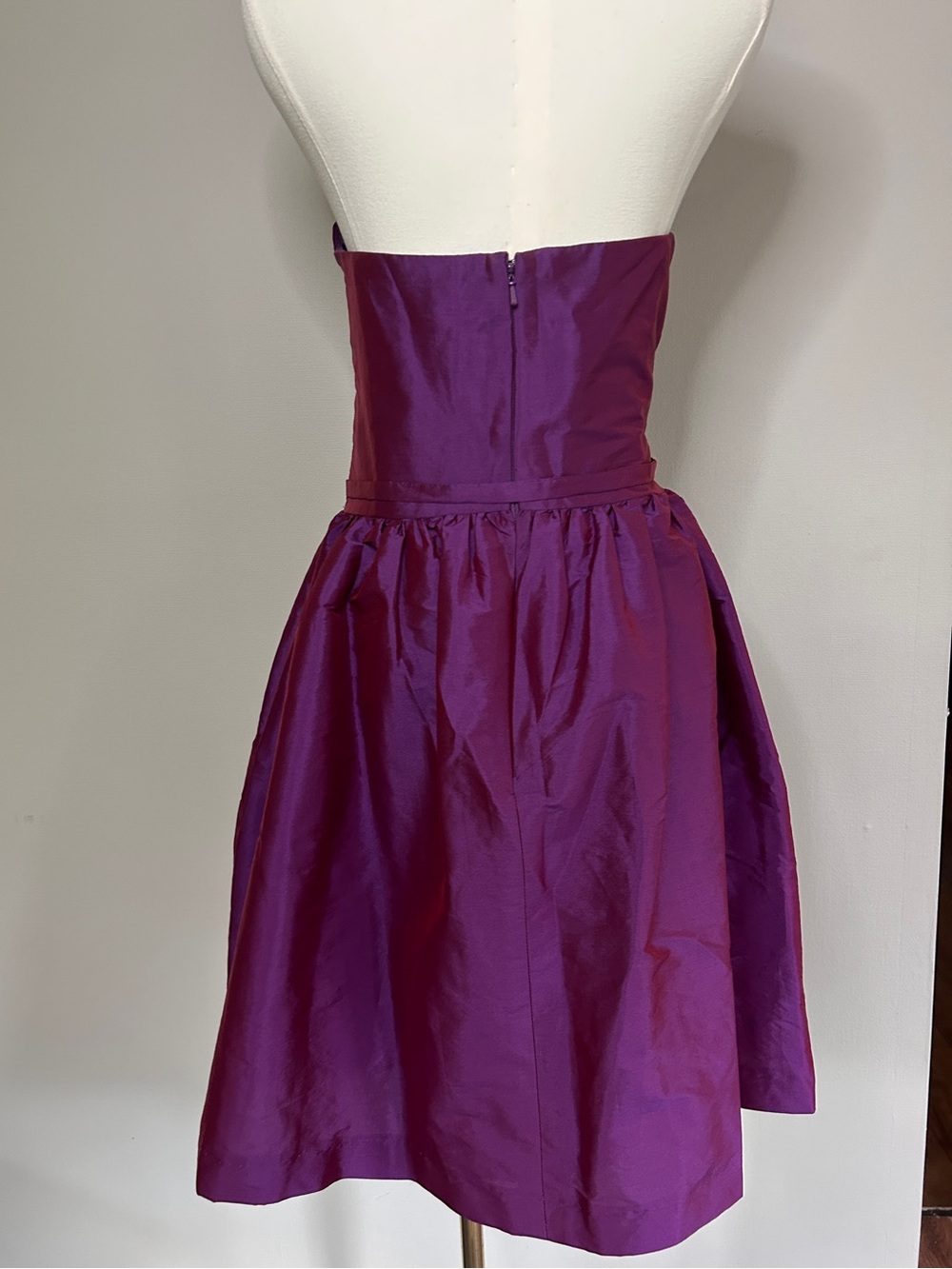 Alfred Sung Iridescent Strapless Taffeta Belted Dress Formal Cocktail Hoco | 12 - Picture 13 of 15